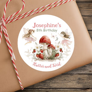 whimsical garden flutter and twirl fairy birthday classic round sticker