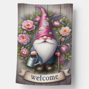 Whimsical Garden Gnome House Flag