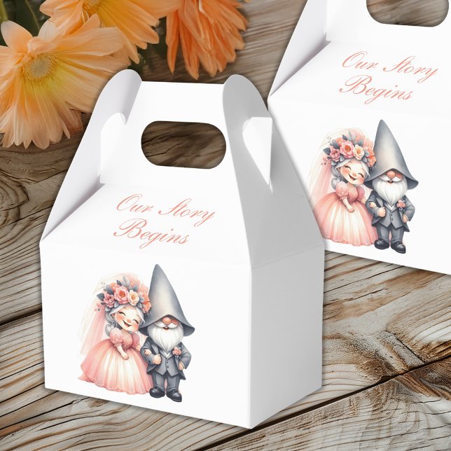 Whimsical Garden Gnome Orange Summer Wedding  Favor Boxes (Creator Uploaded)