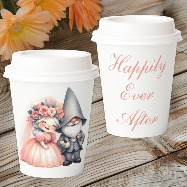 Whimsical Garden Gnome Rustic Fairytale Wedding  Paper Cups (Creator Uploaded)