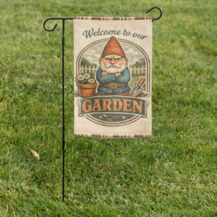 Whimsical Garden Gnome Welcome Flag 
