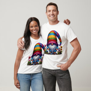 Whimsical Garden Gnome with Flowers T-Shirt