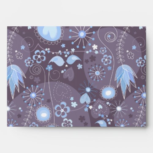 Whimsical garden in blue and grey envelope