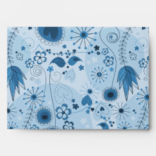 Whimsical garden in blue envelope