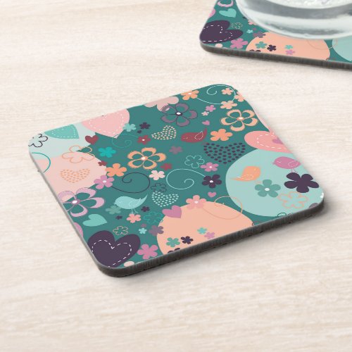 Whimsical Garden in Bright Pastel Colors Beverage  Beverage Coaster