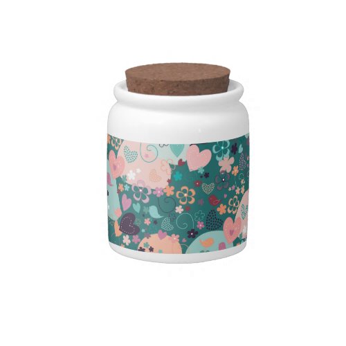 Whimsical Garden in Bright Pastel Colors Candy Jar