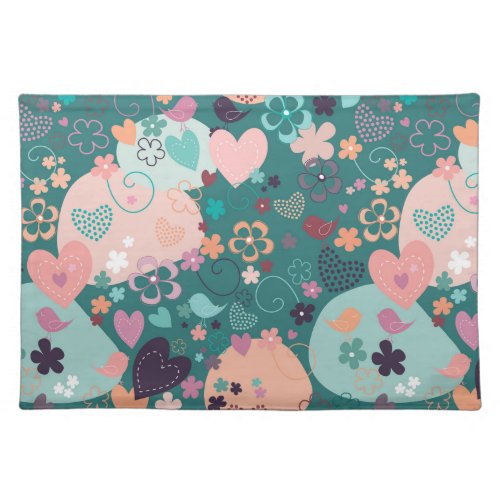 Whimsical Garden in Bright Pastel Colors Cloth Pla Cloth Placemat