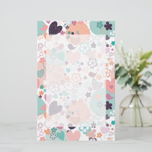 Whimsical Garden in Bright Pastel Colors Stationery