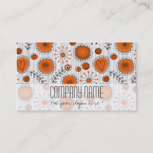 Customizable Whimsical Garden in Orange Business Card