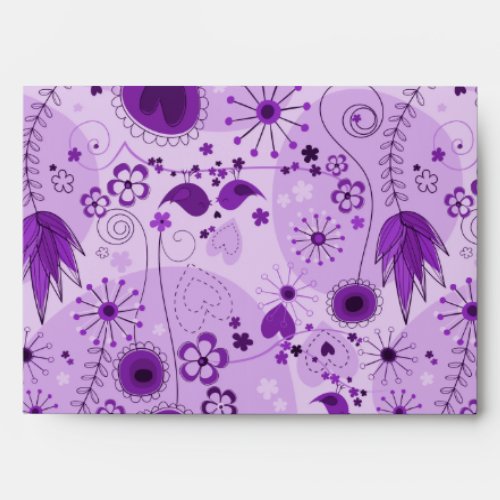 Whimsical garden in purple envelope