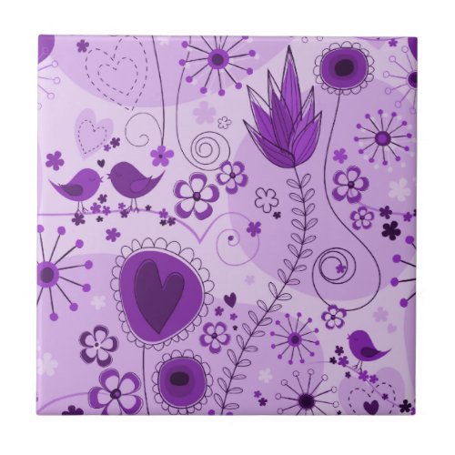 Whimsical Garden in Purple Tile