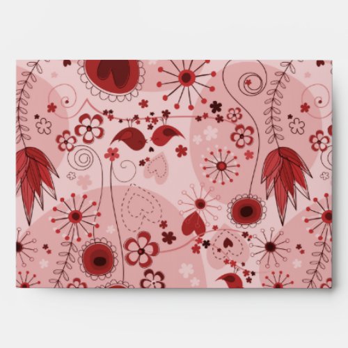 Whimsical garden in red envelope