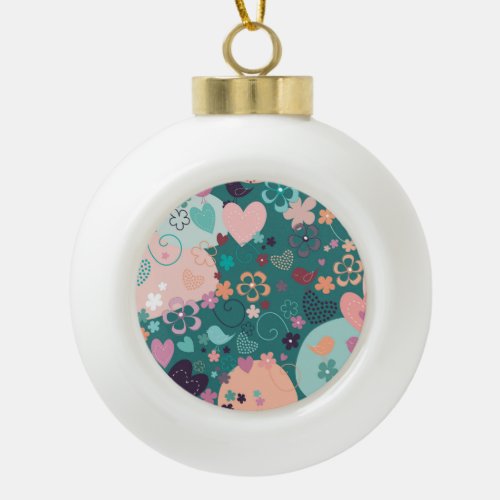 Whimsical Garden in Turquoise Ornament