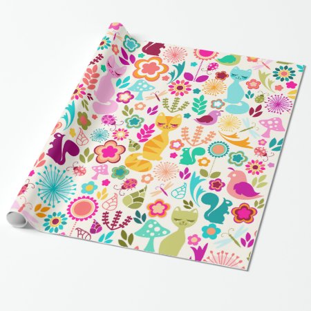 Whimsical Garden Kitty - Wrapping Paper