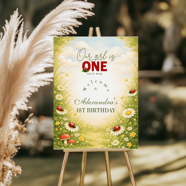 Whimsical Garden Lady Bug 1st Birthday Foam Board (Creator Uploaded)