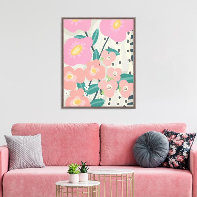 Whimsical Garden Modern Floral Wall Canvas Print (Insitu(LivingRoom))