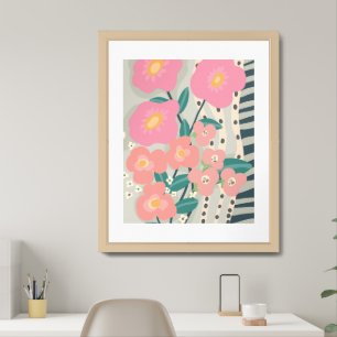 Whimsical Garden Modern Floral Wall Framed Art