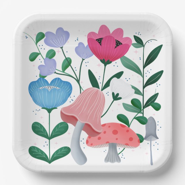 Whimsical Garden Paper Plates (Front)