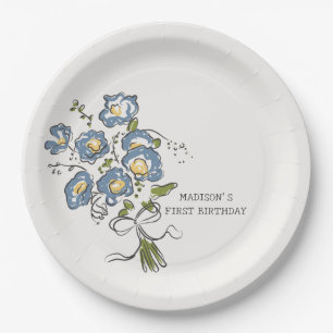 Whimsical Garden Party Bright Floral Birthday Paper Plates