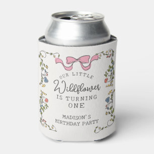 Whimsical Garden Party Doodle Floral Birthday Can Cooler