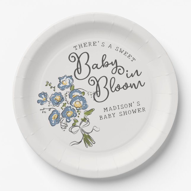 Whimsical Garden Party Floral Baby Shower Paper Plates (Front)