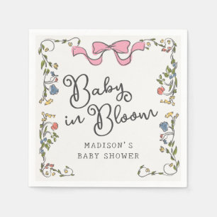 Whimsical Garden Party Floral Doodle Baby Shower Napkins