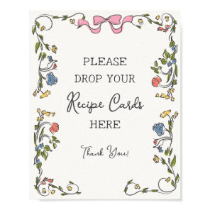 Whimsical Garden Party Pastel Floral Share Recipe Poster