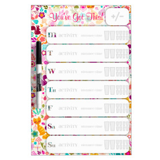 Whimsical Garden Personalized Weekly Fitness Chart Dry-Erase Board