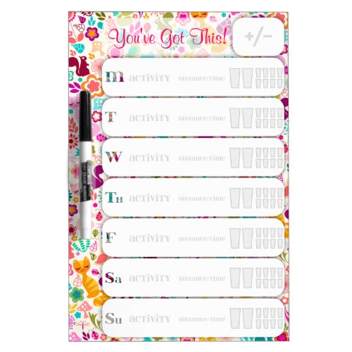 Whimsical Garden Personalized Weekly Fitness Chart Dry_Erase Board