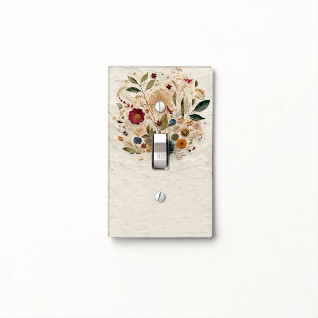 Whimsical Garden Pressed Flowers Bohemian  Light Switch Cover (In Situ)