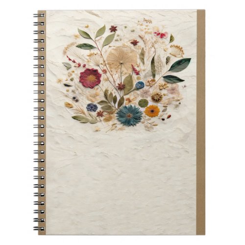 Whimsical Garden Pressed Flowers Bohemian Notebook