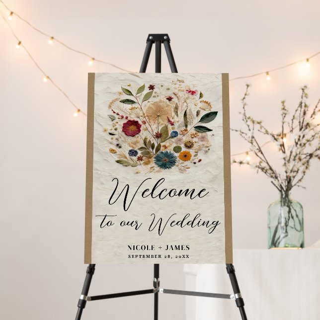 Whimsical Garden Pressed Flowers Bohemian Wedding Foam Board (In Situ (Stand))