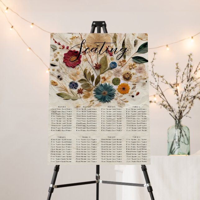 Whimsical Garden Pressed Flowers Bohemian Wedding  Foam Board (In Situ (Stand))