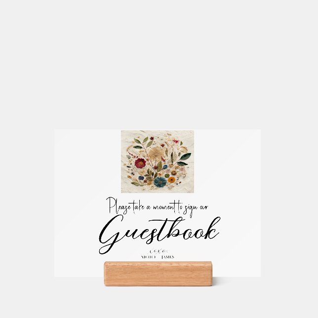 Whimsical Garden Pressed Flowers Bohemian Wedding Holder (Woodblock)