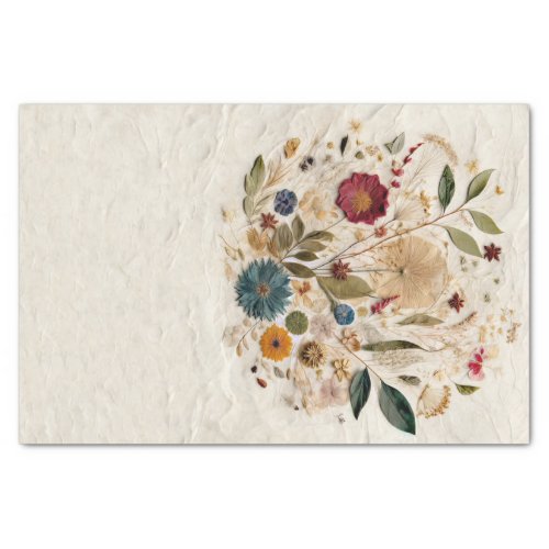 Whimsical Garden Pressed Flowers Bohemian Wedding Tissue Paper