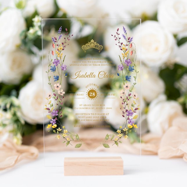 Whimsical Garden Quinceañera Acrylic Invitations (Creator Uploaded)