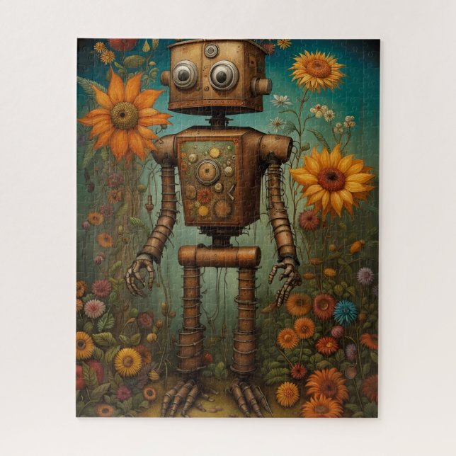 Whimsical Garden Robot | Digital Art  Jigsaw Puzzle (Vertical)