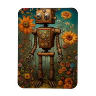 Whimsical Garden Robot   Digital Art  Magnet