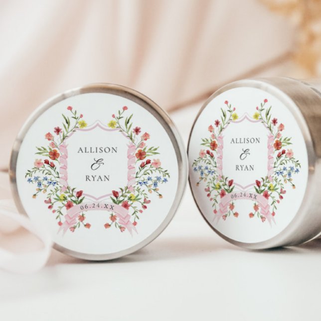Whimsical Garden Wedding Crest Monogram Classic Round Sticker (Creator Uploaded)