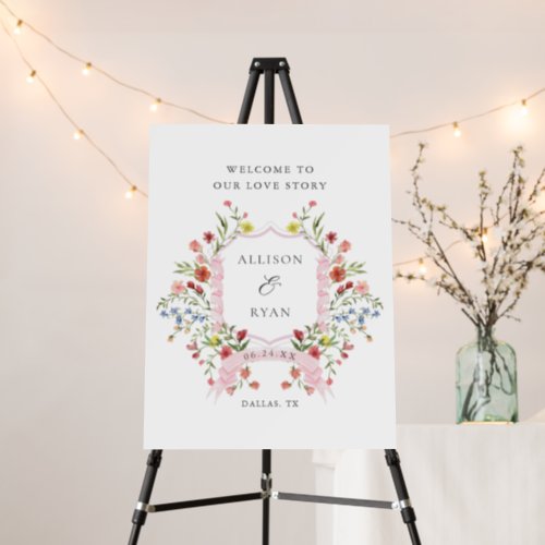 Whimsical Garden Wedding Crest Welcome  Foam Board