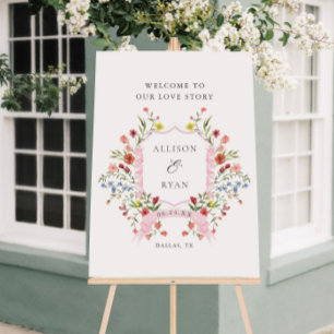 Whimsical Garden Wedding Crest Welcome Foam Board