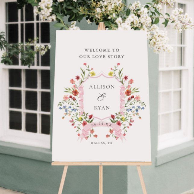 Whimsical Garden Wedding Crest Welcome  Foam Board (Creator Uploaded)