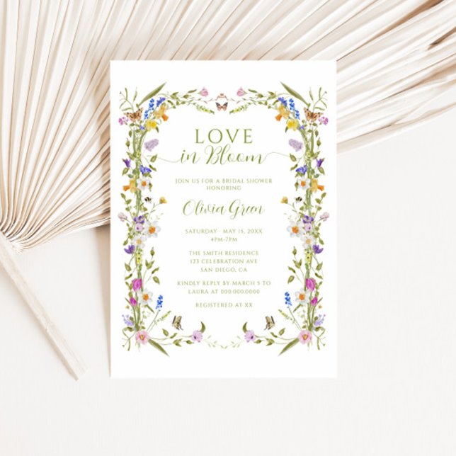 Whimsical Garden Wildflower Frame Bridal Shower Invitation (Creator Uploaded)