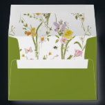 Whimsical Garden Wildflower Pattern Green Wedding  Envelope<br><div class="desc">Whimsical moss green garden wedding envelope featuring colorful wildflowers and handwritten script font. This wedding envelope is perfect for couples looking to add a touch of charm and elegance to their special day. The intricate floral design adds a touch of whimsy and highlights the joy of blooming love. The colorful...</div>