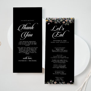 Whimsical Garden Wildflower Thank You and Wedding Menu