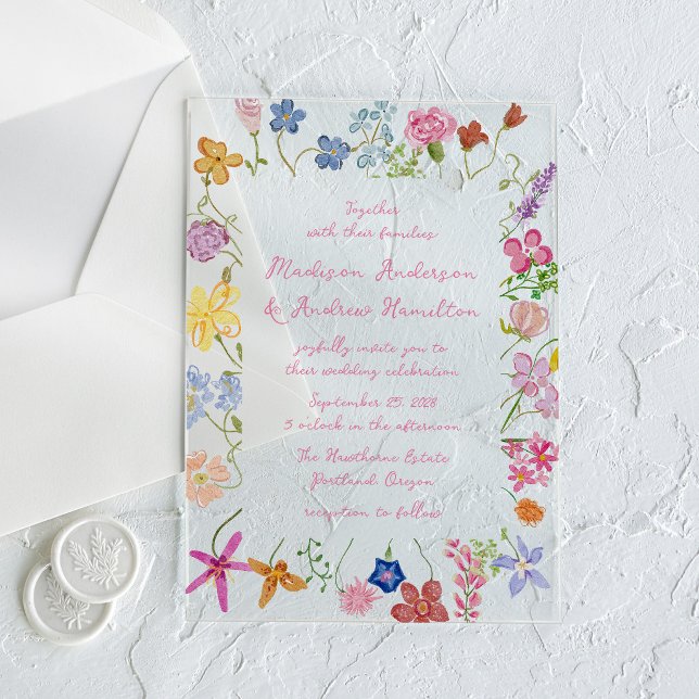Whimsical Garden Wildflower Wedding Acrylic Invitations (Creator Uploaded)