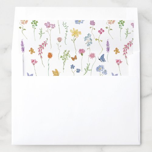 Whimsical Garden Wildflower Wedding Envelope Liner