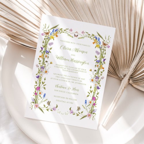 Whimsical Garden Wildflower Wedding Invitation