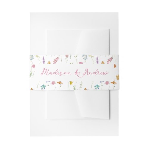 Whimsical Garden Wildflower Wedding Invitation Belly Band