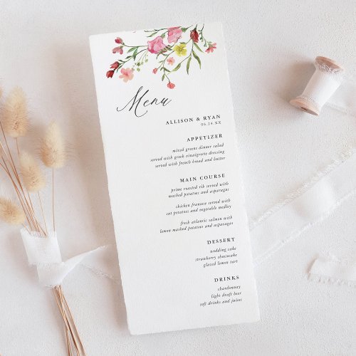 Whimsical Garden Wildflower Wedding Menus